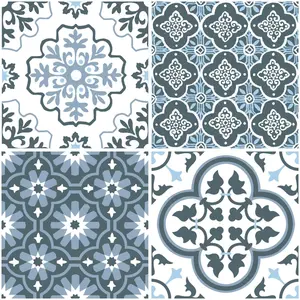 212 MAIN FP2951 Square Myriad Decorative Vinyl Peel-and-Stick Floor Tiles, Star-Clover Design, 0.06-in Water-Resistant Slate Tiles for Home Improvement Projects