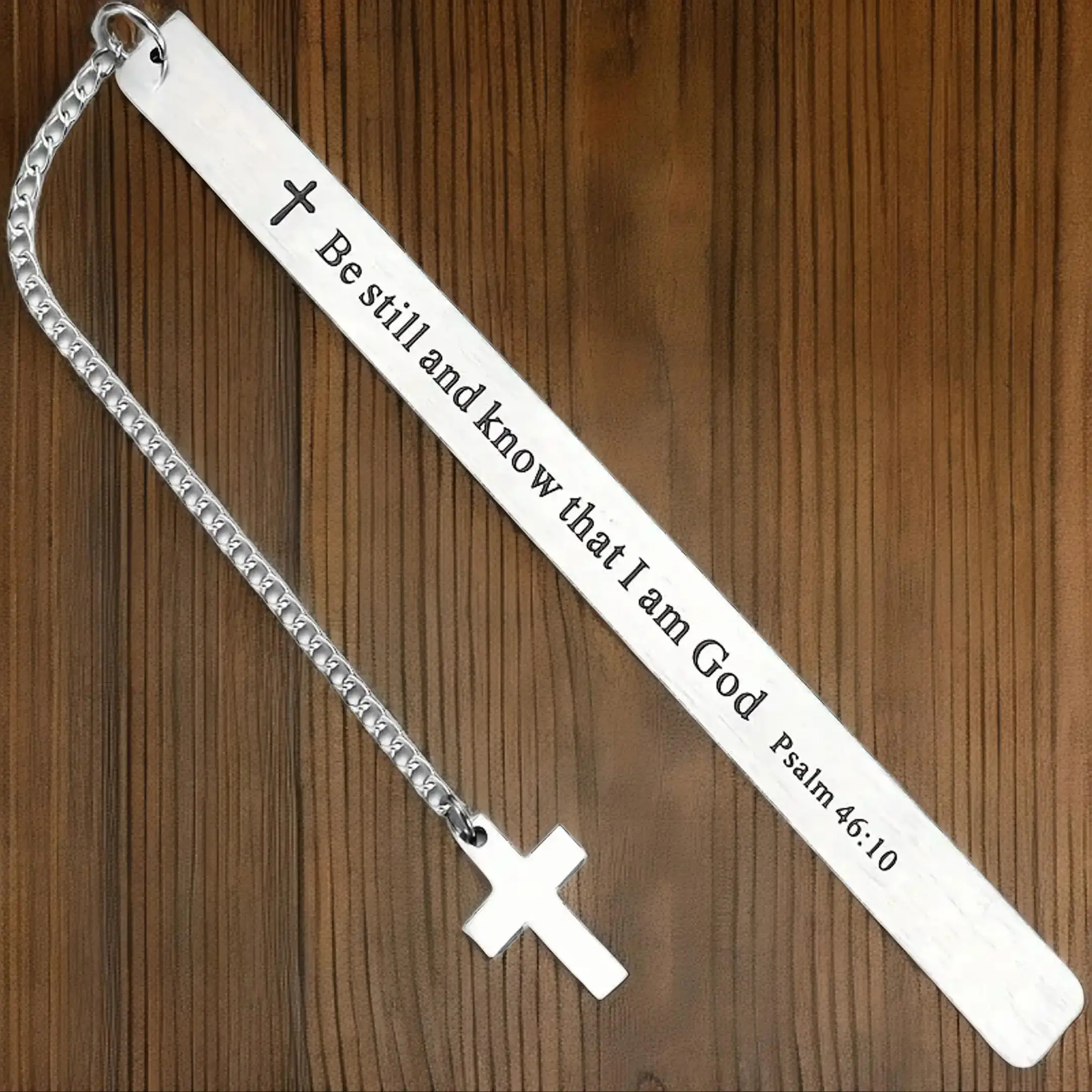 Stainless Steel Bookmark with Cross & Chain, 1 Count Engraved Bookmark, Inspirational Religious Funny Gift for Book Lovers, and Adults