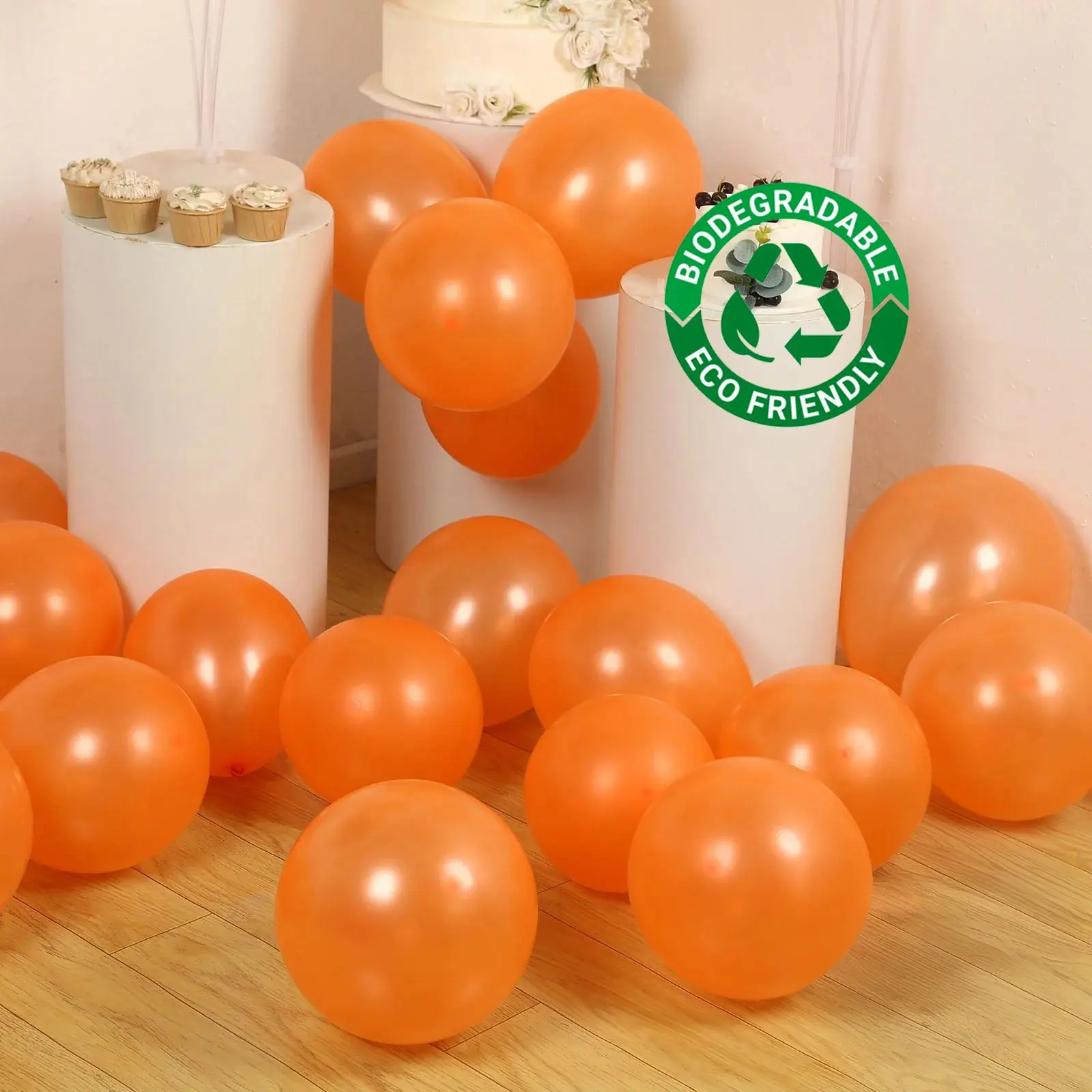 50-Pack 12" Orange Biodegradable Thickened Extra-Strong Latex Helium Balloon Set, Eco-Friendly Party Decor for Photo Booth Props, Hanging Decor, Ceiling Decorations