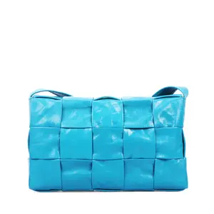 Pre-owned Bottega Veneta Calfskin Shoulder Bags Padded Cassette Blue 21706215