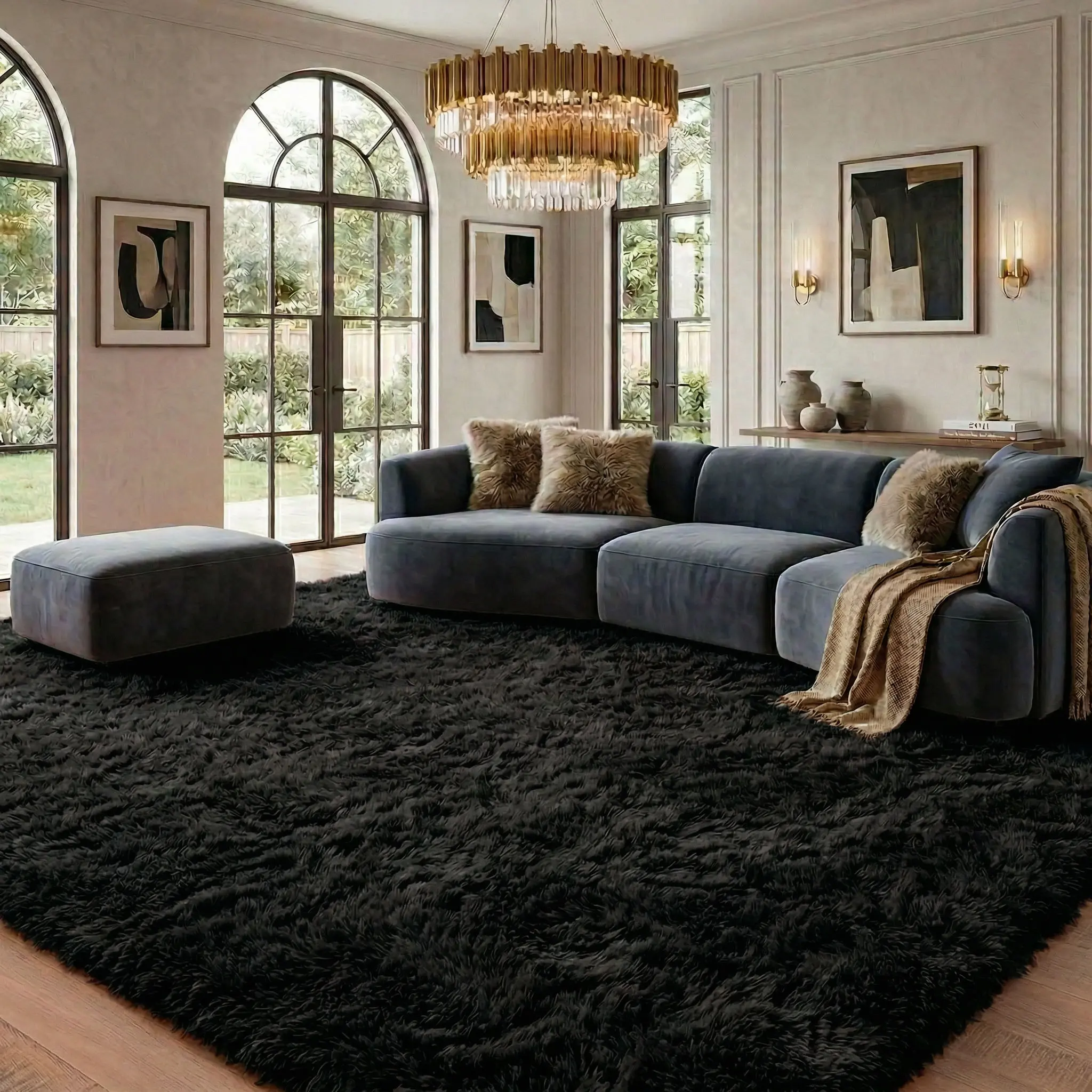 10×14 Ft Soft Fluffy Living Room Rug, Fuzzy Non-Slip Decorative Area Carpet, Ideal Floor Covering for Home & Living Room Decor