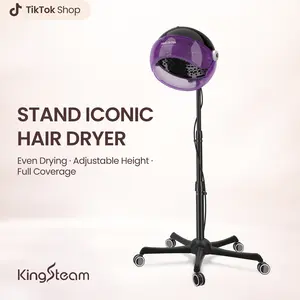 Outdoor Fun  KingSteam 1875W Professional Ionic Hooded Hair Dryer - Salon Equipment, Adjustable Height, Rolling Wheels, 3 Temp Settings, Multi-Direction Smooth Heat, No Heat Damage, 4 Colors, for Salon & Home Use, Personal Care Appliance Hot Air Styler