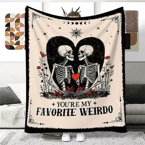 1pc Skull Couple Blanket, Romantic Valentine’s Day Gift for Girlfriend, Anniversary & Birthday Gift for Him or Her, I Love You Blanket for Boyfriend, Wife or Husband, Valentine’s Day & Anniversary Gift