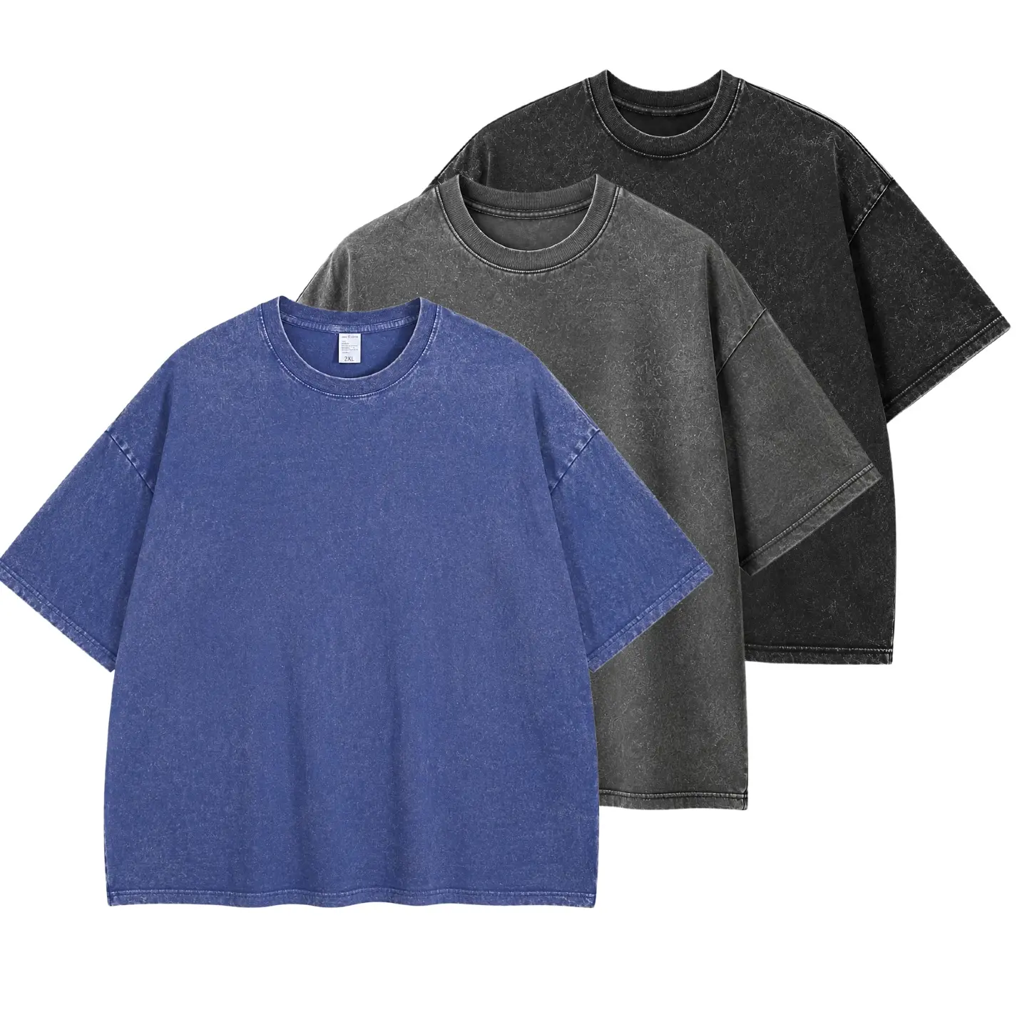 Men's 1 or 3 Pack Oversized Vintage T-Shirt, Heavyweight Acid Wash Cotton Crew Neck, Casual Streetwear Tee with High Durability Crewneck Plain, Cold Wash