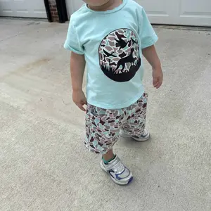 Toddler Baby Boy Duck Hunting Summer Clothes Mallard Duck Dog T Shirt Elastic Waist Pocket Camouflage Shorts