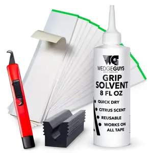 Ultimate Golf Grip Kit - Includes Golf Grip Tape Strips, Club Grip Solvent, Rubber Vise Clamp, Retractable Hook Blade