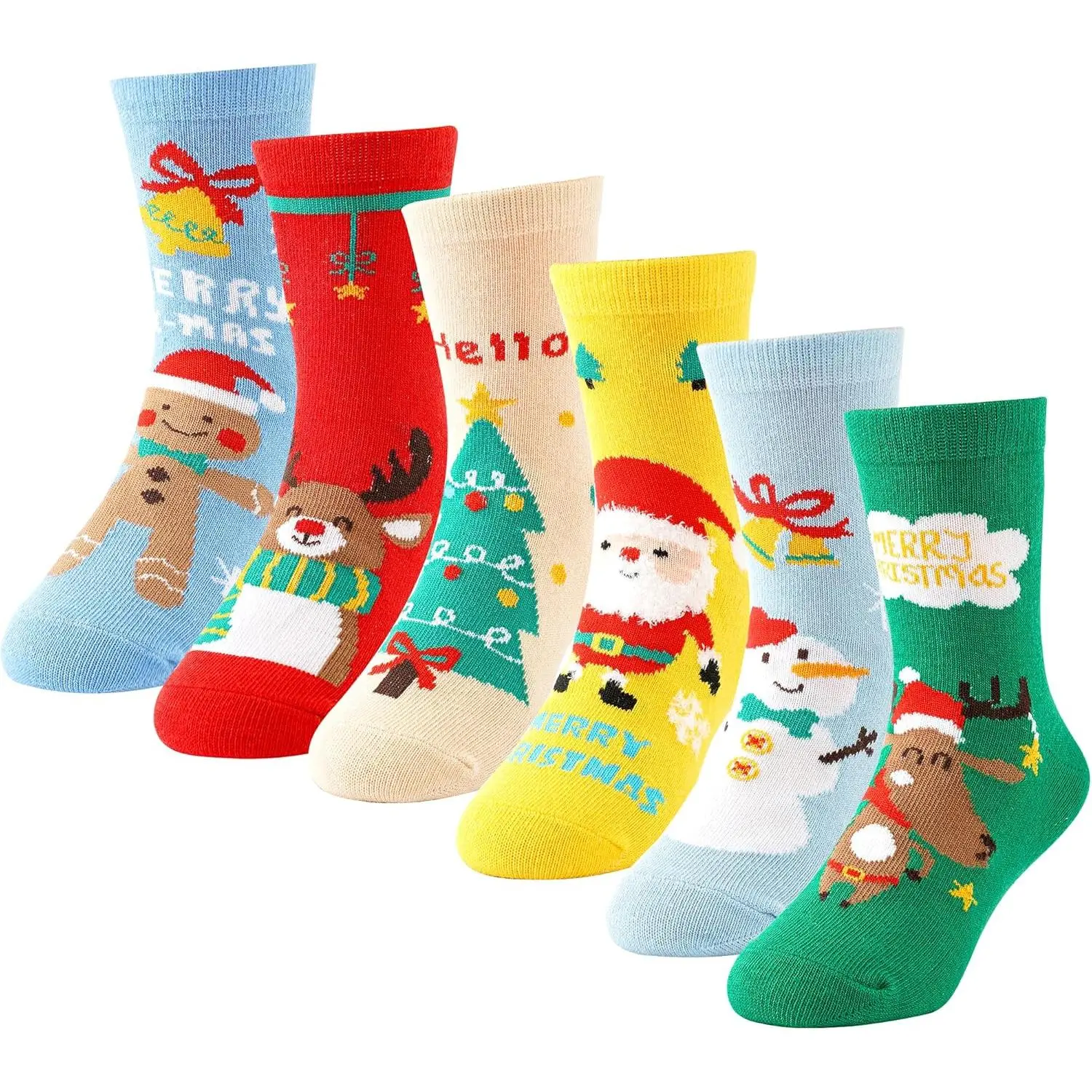 L-BN033   Kids Christmas Socks Crazy Socks for Kids Holiday Funny Xmas Gift, Winter Warm Silly Novelty Dress Sock Boys Girls 6-8 Years