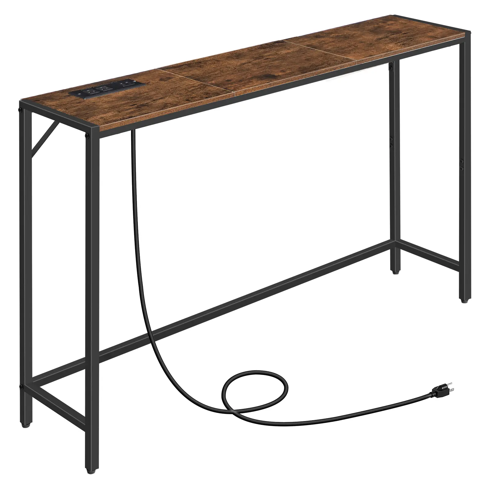 MAHANCRIS 43.3” Console Table, Entrance Table with Power Station, Simple Style, for Living Room, Hallway, Entryway, Foyer, Rustic Brown，Wooden Tabletop #SummerVibes#DealsforYouDays #SummerGarden
