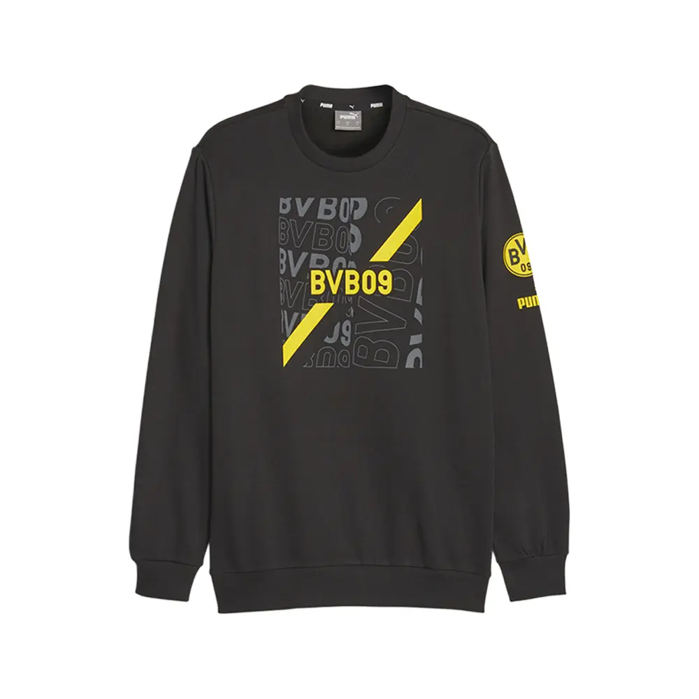 PUMA Mens Borussia Dortmund Ftbl Core Graphic Crew Neck Sweatshirt Casual - Black