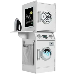 Best Choice Products Pretend Play Kids Wooden Stacked Washer & Dryer Set w/ Toy Laundry Storage and Accessories Best Choice Products Pretend Play Kids Wooden Stacked Washer & Dryer Set w/ Toy Laundry Storage and Accessories