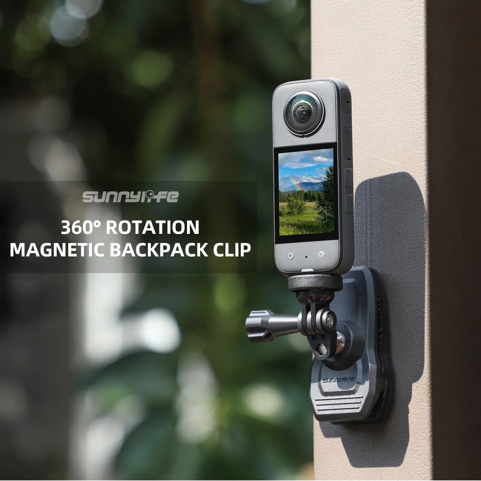 Magnetic Backpack Clip for GoPro Hero Series or DJI Osmo Action 6/5Pro/4/3 or Insta360 X5/4/3/2/AcePro/Go 3, for Holiday Travel, Outdoor Sports, Travel Gadgets, Camera Accessory, Wide Compatibility | 360° Rotation | Universal Mount