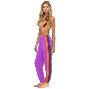 5 STRIPE SWEATPANTS - NEON PURPLE