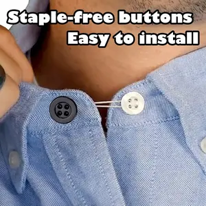 12 Counts Comfy Clothiers Unisex Comfy Deluxe Collar Extenders, Effortless to Attach and Use, Buttons Blend with Shirt Design, Expand Tight Neck for Comfort (White & Black Buttons)