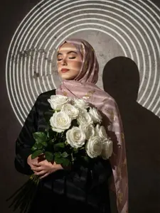 Women's Elegant Shinny Feather Hijab Scarf, Boho Style Hot stamping Long Shawl Wrap, Breathable Sun Protection Headscarf for All Seasons, Muslim Daily Wear