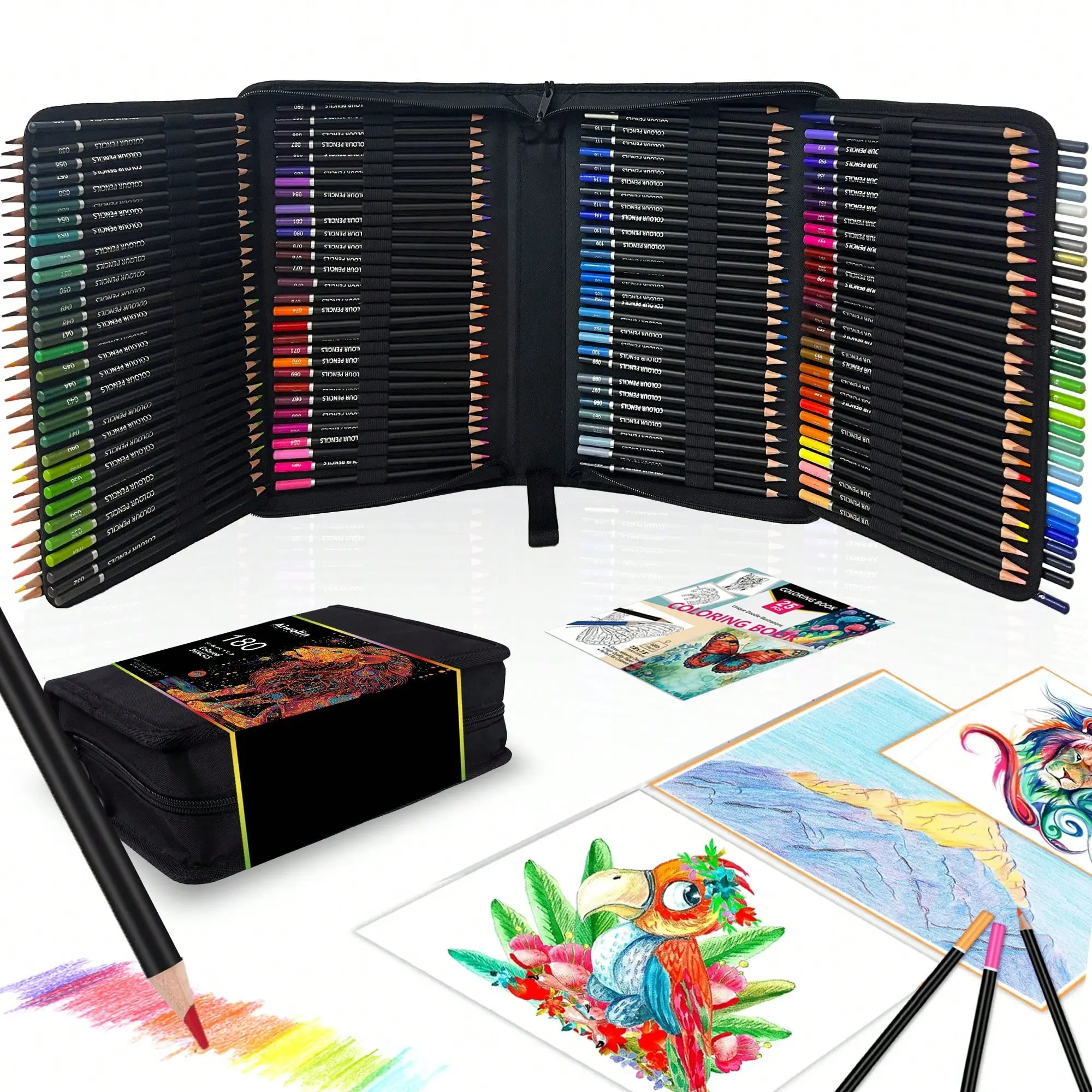 180 Colored Pencils Set, Oil-Based Soft Core Art Supplies with Zipper Case, Coloring Pencils, Art Supplies Sketching Kits, Professional Artist Drawing Pencils for Artists, Adult