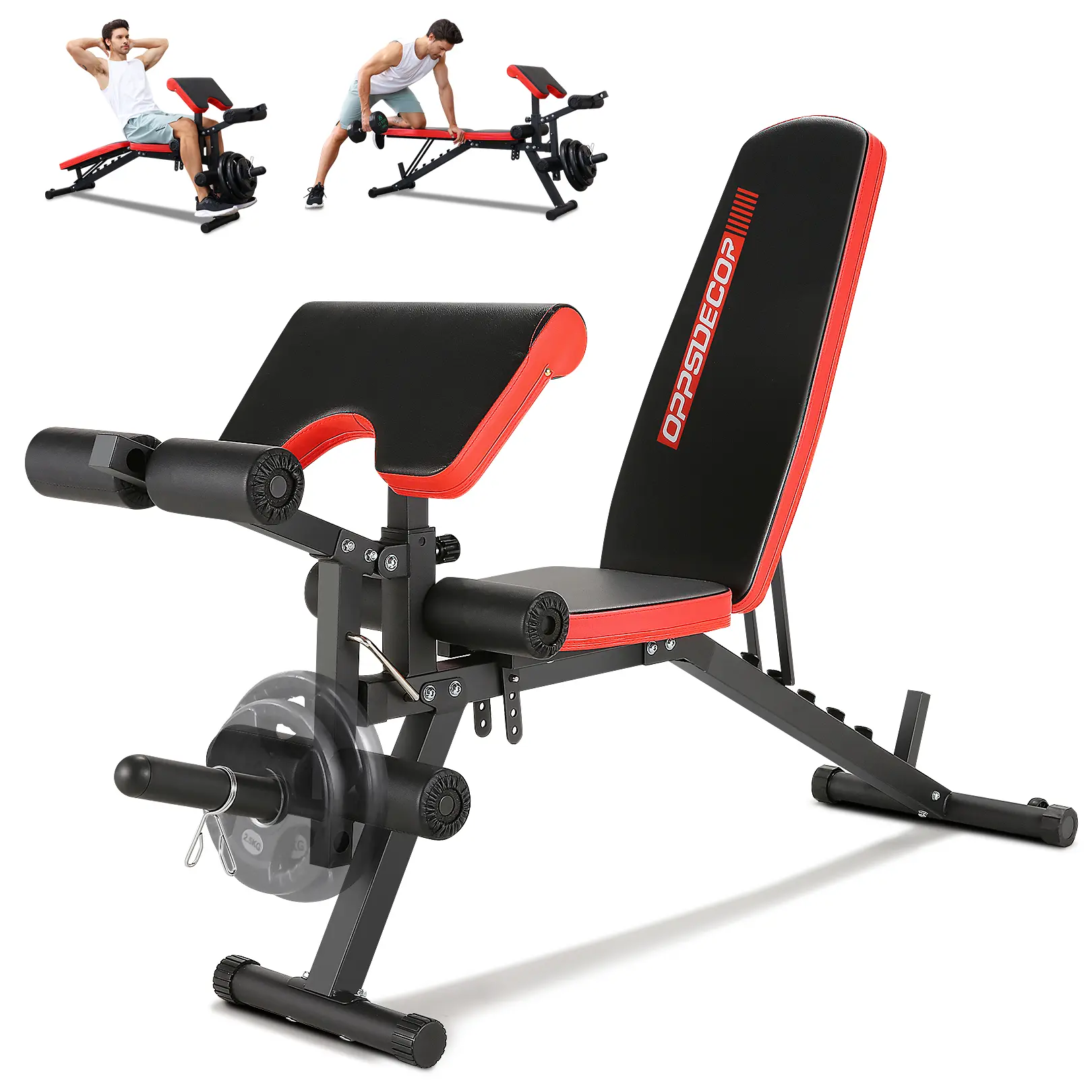 OPPSDECOR Ergonomic Adjustable Lift Bench - 800lbs Weight Training Gym Equipment, Home Exercise Equipment for At-Home Gym, Reclining Incline Decline Bench with Leg Extension for Full Body Strength Training, SummerWins