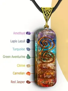 7 Chakras Orgone Pendant Necklace, 7 Natural Stone Healing Crystal, Chakra Balancing Reiki Jewelry, Anxiety Relief Yoga Gift, Meditation Wellness Gift Perfect Gift for Wellness Lovers TikTok Viral