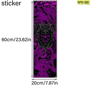 Purple flame samurai trendy cool, trendy scooter stickers, skateboard stickers, scooter floor mat stickers, cool skateboard