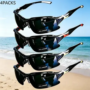 4-Pack Polarized Sports Sunglasses for Men Women, UV400 Windproof Outdoor Shades, Ultra Light Comfort Wrap Around Eyewear, Trendy Unisex Cycling Running Hiking Glasses, Anti-Glare Casual Travel Daily Holiday Gift Eyeglasses