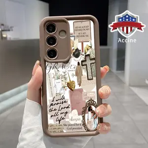 Faith Cross Pattern TPU Phone Case Compatible with Galaxy S23 Ultra S24 Plus S25 S22+ Shockproof Non Slip Military-Grade Protection Silicone Cover Smartphone Casing