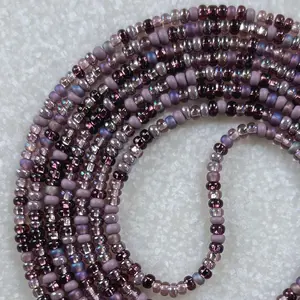 SILHOUETTE - Tie On Waist Beads - 45 to 60 inches Waistbeads - Purple Waistbeads - Spring Waistbeads - Belly Beads - Body Beads - Authentic Waistbeads - African Waistbeads Made By Venus