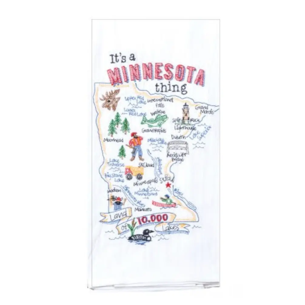 Embroidered MN Tea Towel