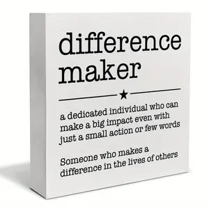 1pc Difference Maker Definition Decorative , Thank You Appreciation Gift for Teacher Boss Leader Coworker, Foam PVC Block Plaque Desk Decor Office Shelf
