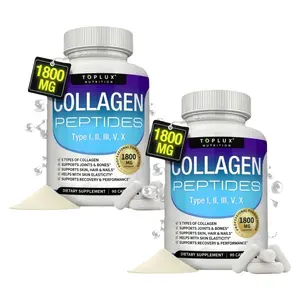 4P-Toplux Multi Collagen Peptides Pills 1800 Mg Complex - Type I, I, Ill,V,X Premium Collagen Complex for Better Skin & HairStrong Joint,Hydrolyzed Protein, for Men Women,90Capsules, Supplement Edible Dietary Bathroom Vitamin