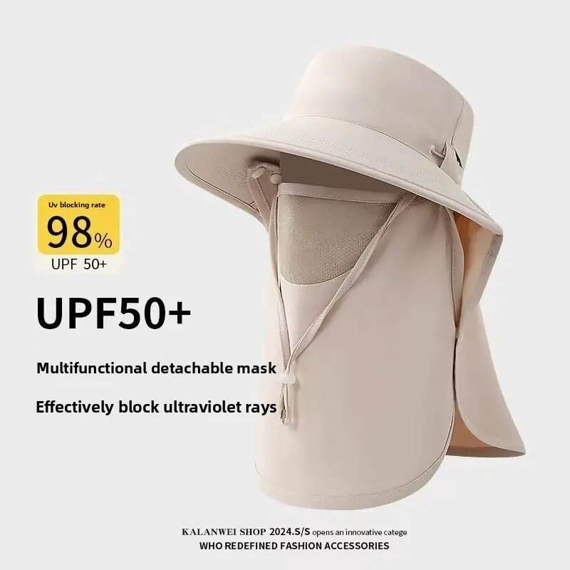Sunscreen cap breathable face mask neck protection integrated sun hat UV protection outdoor sun hat women's summer shiesty