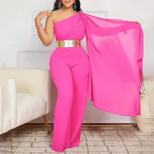 summer spring clothes Elegant Jumpsuits Rompers for Woman One Shoulder Flying Sleeve Luxury Birthday Party Dinner Outfits Overalls 2025 new