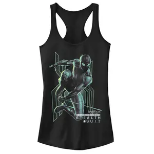 Juniors Womens Marvel Spider-Man: Far From Home Stealth Hero Racerback Tank Top