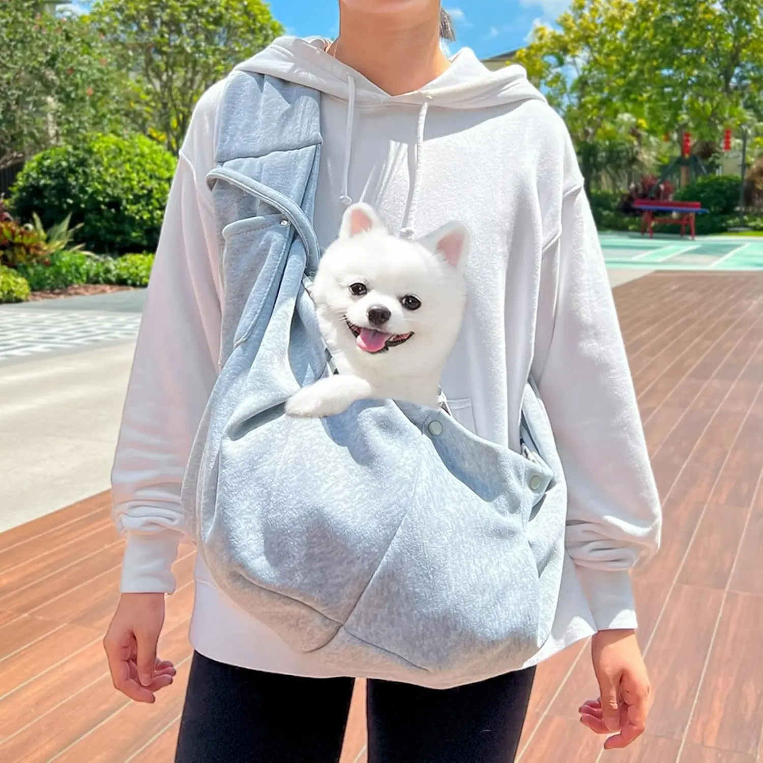 Lightweight Dog & Cat Sling Carrier for Small-Medium Pets Up to 15lbs, Adjustable Padded Shoulder, Breathable Fabric, Plaid Design, Buttons & Hook-and-Loop Closures, Portable with Mobile Storage Pocket, Ideal for Outdoor Travel & Shopping
