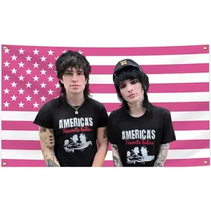 Johnny Flag 3X5 Feet Jake Funny Tapestry with 4 Brass Grommets Johnnie and Jake Pink American Falg for Bar Bedroom College Drm Room Girl Room Yard Garden Decor ﻿