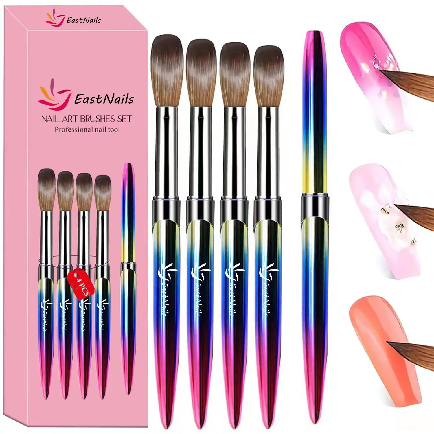 Nail Crystal Pen 4-piece set with colorful metal rod, high-end boxed nail pen, specialized nail kit Nail Art Design Nail Art Tools Nail Art Brush Nail Supplies