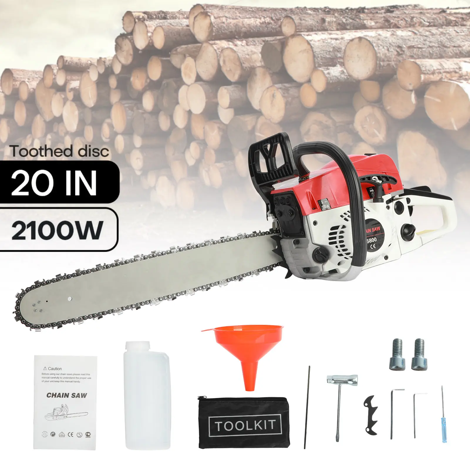 summervibes Gas Chainsaw 20 Inch Gas Power, 20" 58CC Gasoline Chainsaw Cutting Wood Gas Sawing Aluminum Crankcase Chain Saw Set handheld chainsaw