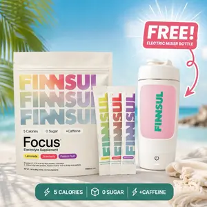FINNSUL BFF Bundle Caffeine Electrolyte Drink Mix & Blender Bottle - Cognizin, Magnesium, Biotin, Vitamin B for Energy, Hydration & Mental Clarity — Supports Memory, Concentration  — Sugar Free, Low Calorie (15 Packets)