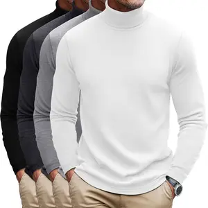 CATTIBOR Men's Solid Plain Turtleneck Long Sleeve T-Shirts,Men High Neck Basic Designed Undershirt,Men Thermal Pullover Sweater Men Underwear Keep Warm