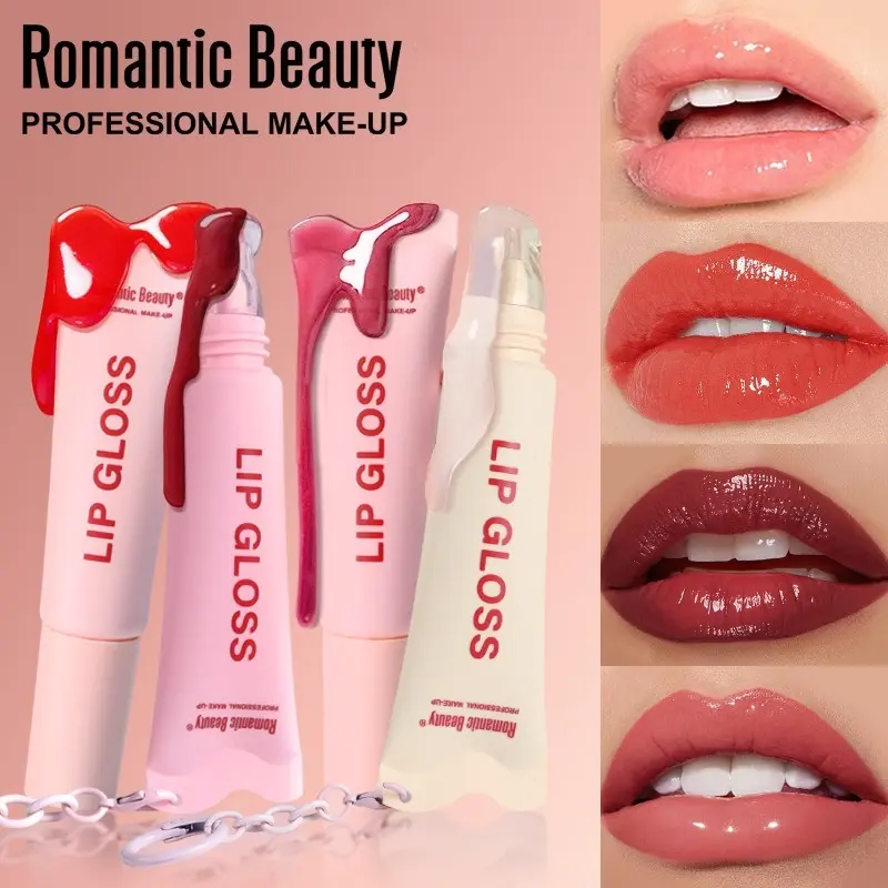 Moisturizing Tinted Lip Oil With Cute Lanyard, Hydrating Glossy Lip Gloss For Women, Nourishing Lip Glaze Long Lasting Natural Shine Lip Makeup, Gentle Plumping Lip Care Cosmetics