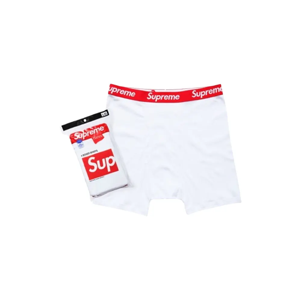 Men's Supreme x Hanes Boxer Briefs 4 Pack White Men's Supreme x Hanes Boxer Briefs 4 Pack White