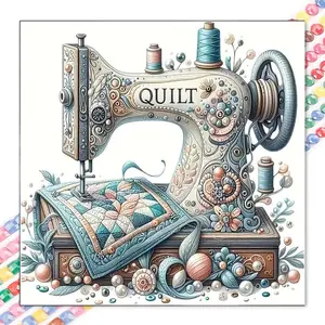 1pcs 5D DIY diamond painting kit, 5D diamond art set, DIY decoration, sewing machine, patchwork, decorative diamond painting kit with full round diamonds DIY, mosaic, diamond art, DIY art home decoration, Handicraft, suitable for Halloween and Christmas.
