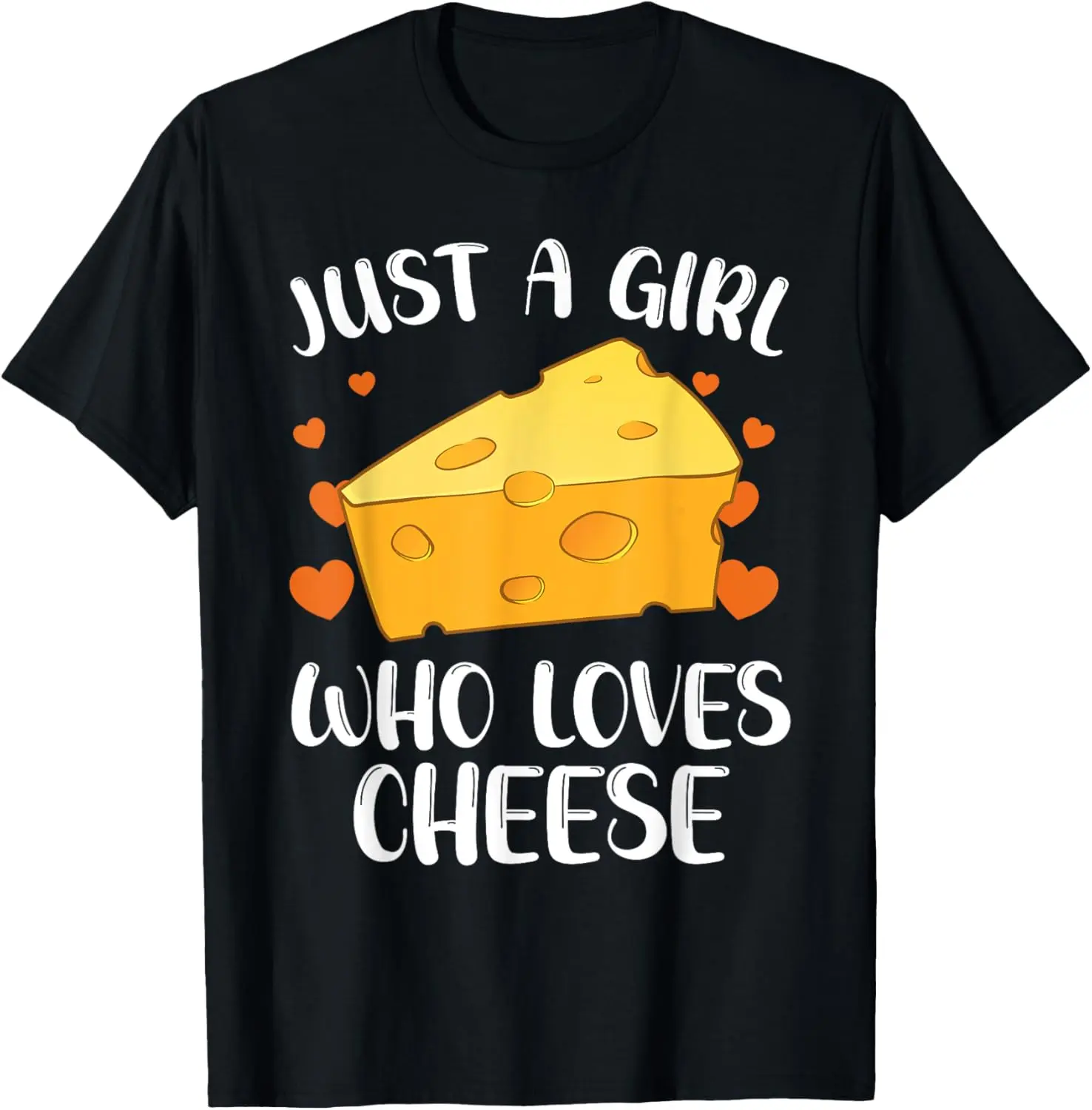 Just A Girl Who Loves Cheese 100% Cotton Cool Cheese For Girls Women Cheese Lovers Cottage Mozzarella T-Shirt Everyday Graphic Short Sleeve Crew Neck Medium Length Fitted Tops W037324-Black