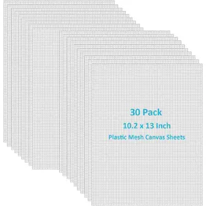 30 Pieces 7 Count 10.2 x 13 Inch Plastic Mesh Canvas Sheets for Embroidery Crafting, Acrylic Yarn Crafting, Knit and Crochet DIY Projects