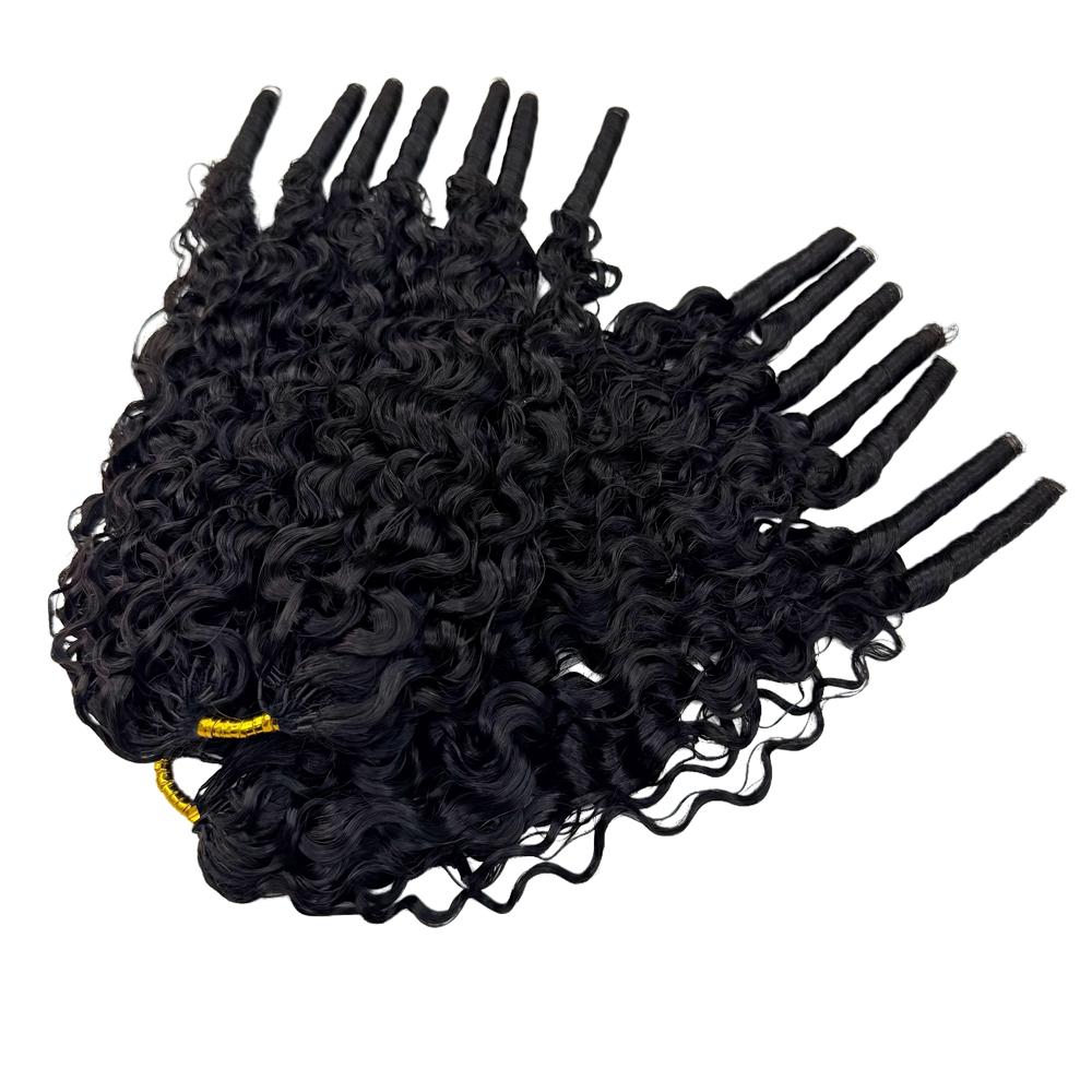 Bling Hair Burmese Curly Pre-Separated Feather Crochet 100% Human Hair Extensions For Miracle Knots Boho Braids 4 to 5 Bundles Recommended