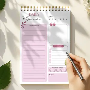 Daily Planner Notepad, Undated Productivity Planner, To-Do List, Mood Tracker, Notes, Spiral Bound, Daily Organizer for Work School, Planner Notebook