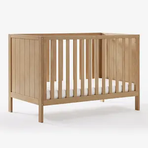 HARPPA Grevia 5-in-1 Wooden Convertible Crib, Converts to Toddler Bed, Daybed, Sofa & Full-Size Bed, 3 Adjustable Heights, Non-Toxic Finish Sustainable Nature Pinewood