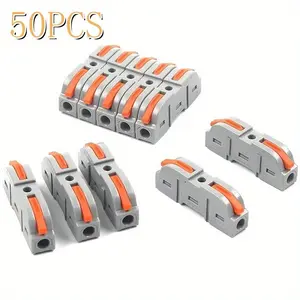 50 Pack Wire Connectors Kit, 1 to 1 Inline Electrical Lever Wire Connectors Nuts Push-in Quick Conductor Combination Compact Splicing Connectors 24-12 AWG