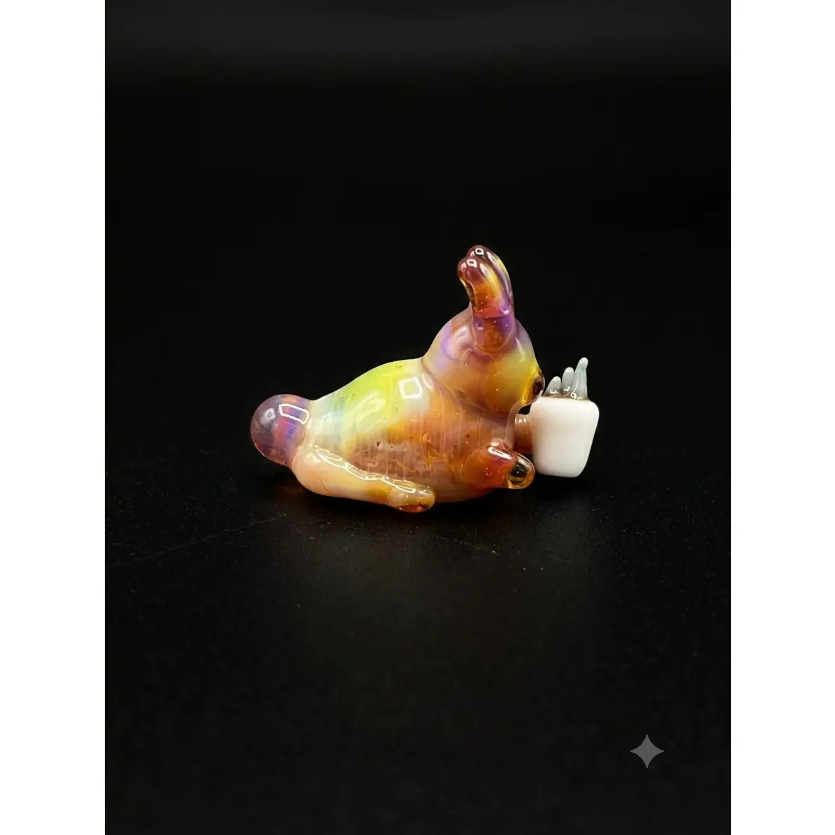 Caffeinated Bunny Collectible Figurine, Glass Sculpture, Home Decor Ornaments for Room Decor
