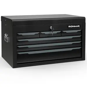 COSTWAY - 24 Inch Tool Chest Case with 6 Drawers and Top Storage for Garage Repair Shop & Warehouse-Black