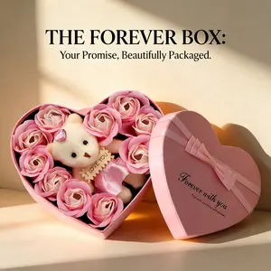 Soap Flower Bouquet Gift Set, Lasting Rose Scented Floral Arrangement, Romantic Gift for Her on Valentine’s Day, Unique Birthday Gifts, Self Care Home Decor