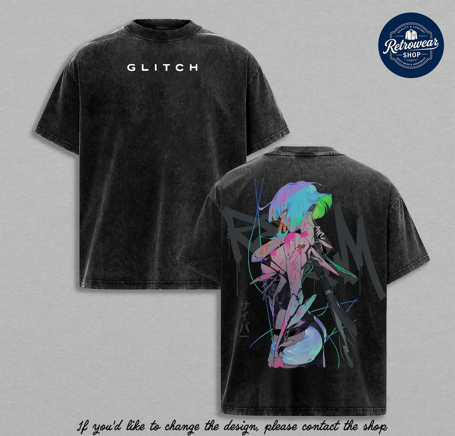 Lucy Cyberpunk Edgerunners Anime Girl Glitch Shirt Neon Aesthetic Graphic Tee Vintage Washed Oversized Unisex Streetwear Futuristic Manga Style Shirt Gift for Anime Fans